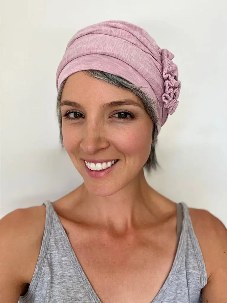 Human Hair Short Halo Hat Wig - Grey