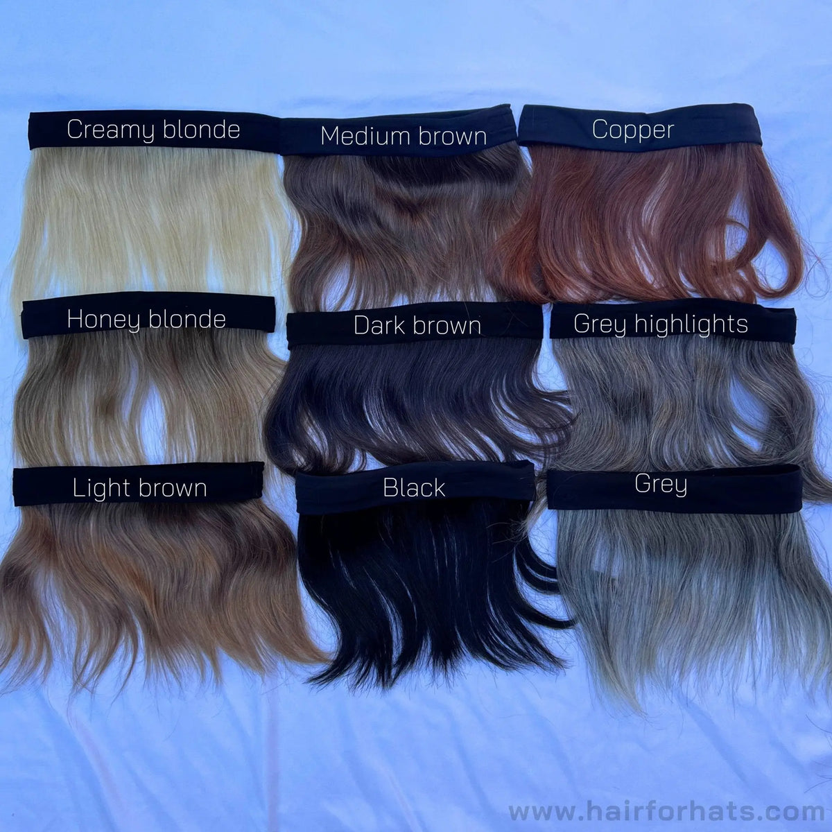Human Hair Side Fringes for Under Hats - colour range
