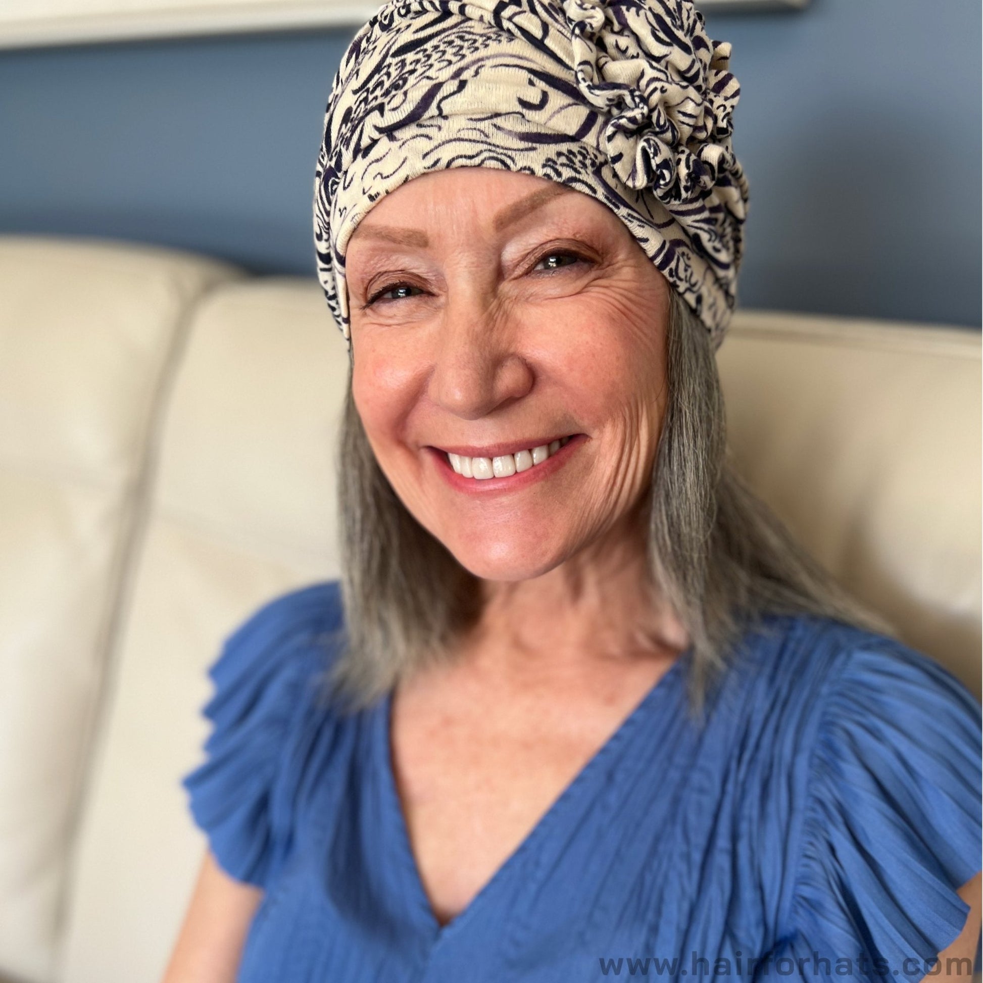 Chemo Wig Grey Hat With Hair Attached