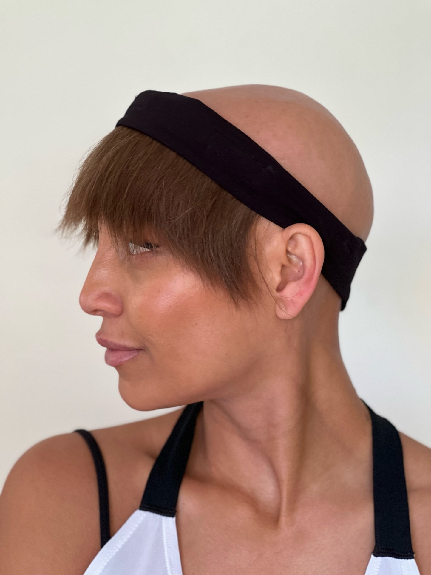Human Hair Fringe for Under Hats - Short, Light Brown