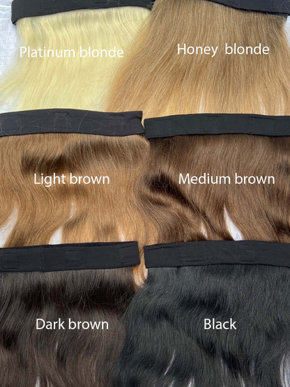 Long Human Hair Halo Hat Fall Wigs - 6 Colours