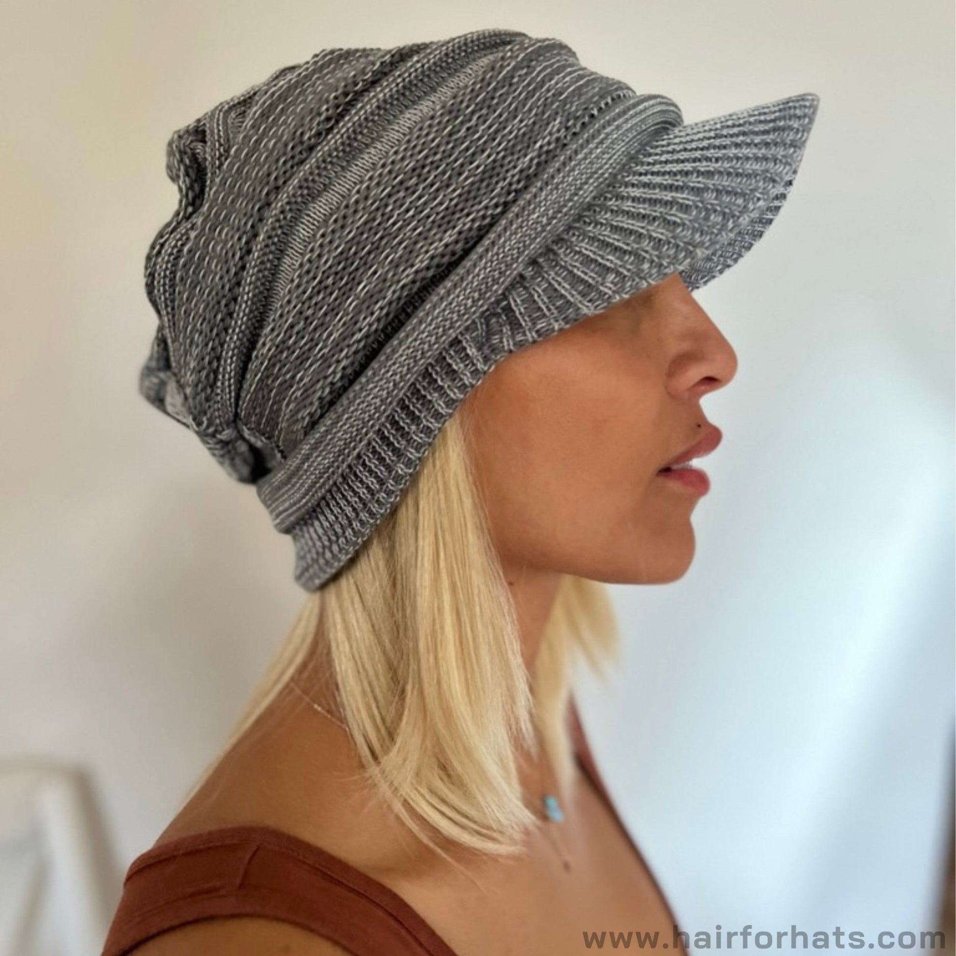 Newsboy Hat with Human Hair Blonde