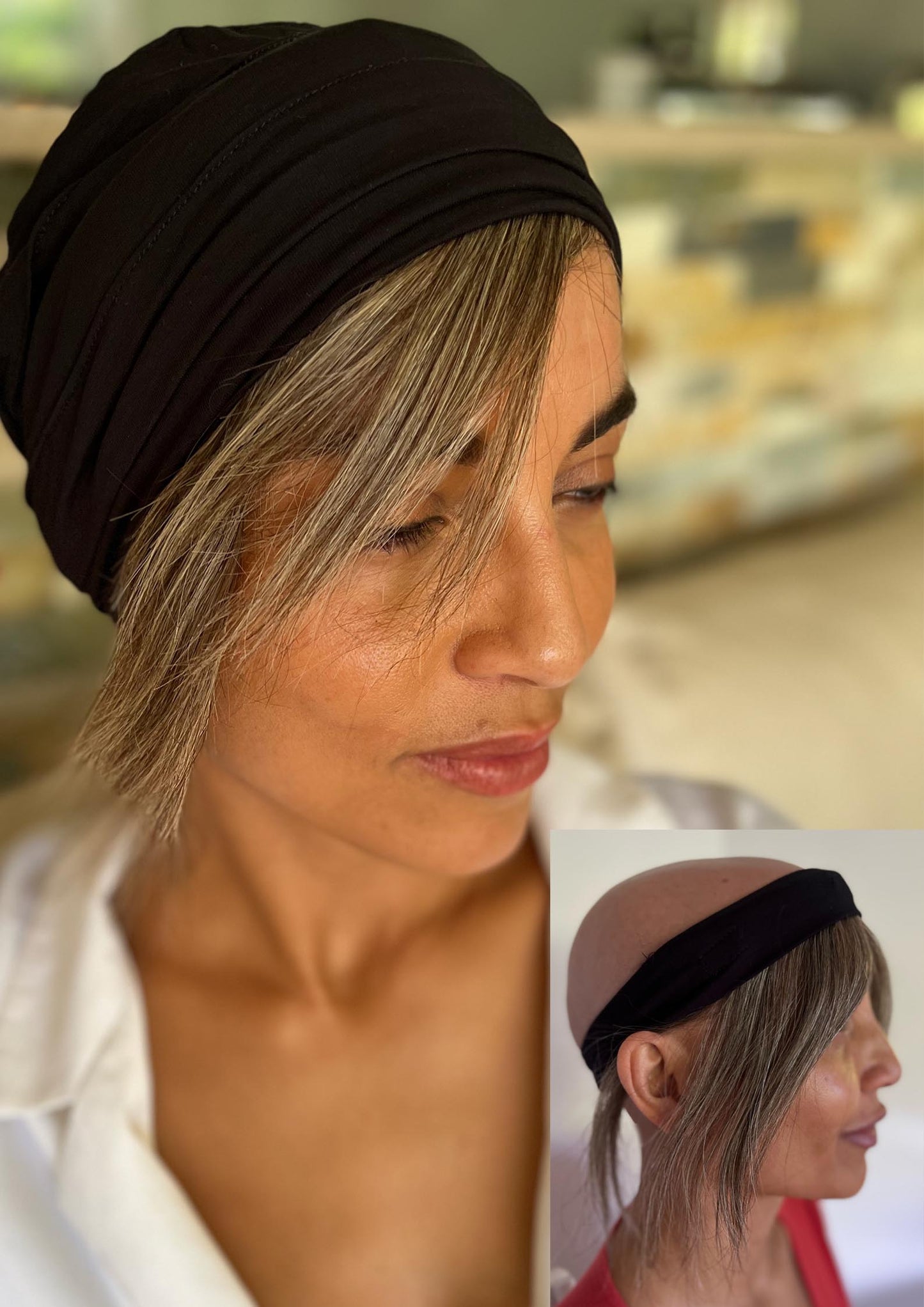 MID-LENGTH Human Hair Hat Wigs