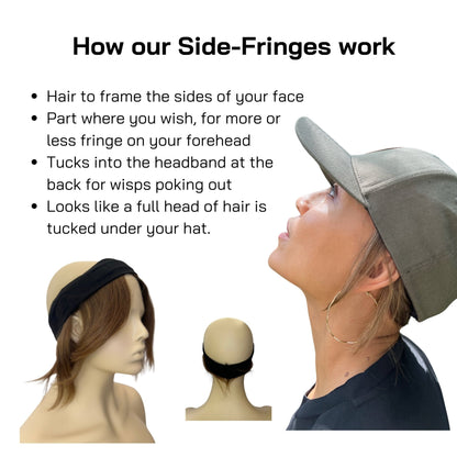 Human Hair Side Fringes for Under Hats (Front Pieces) - Hair For Hats
