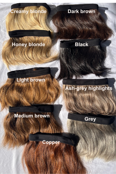 Human Hair Halo Hat Wig - Front + Back Piece