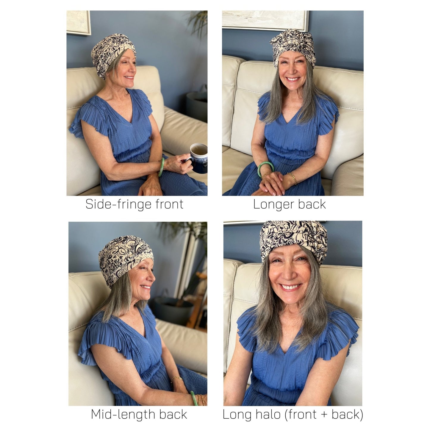 Human Hair Halo Wigs for Hats (Front + Back) - Hair For Hats
