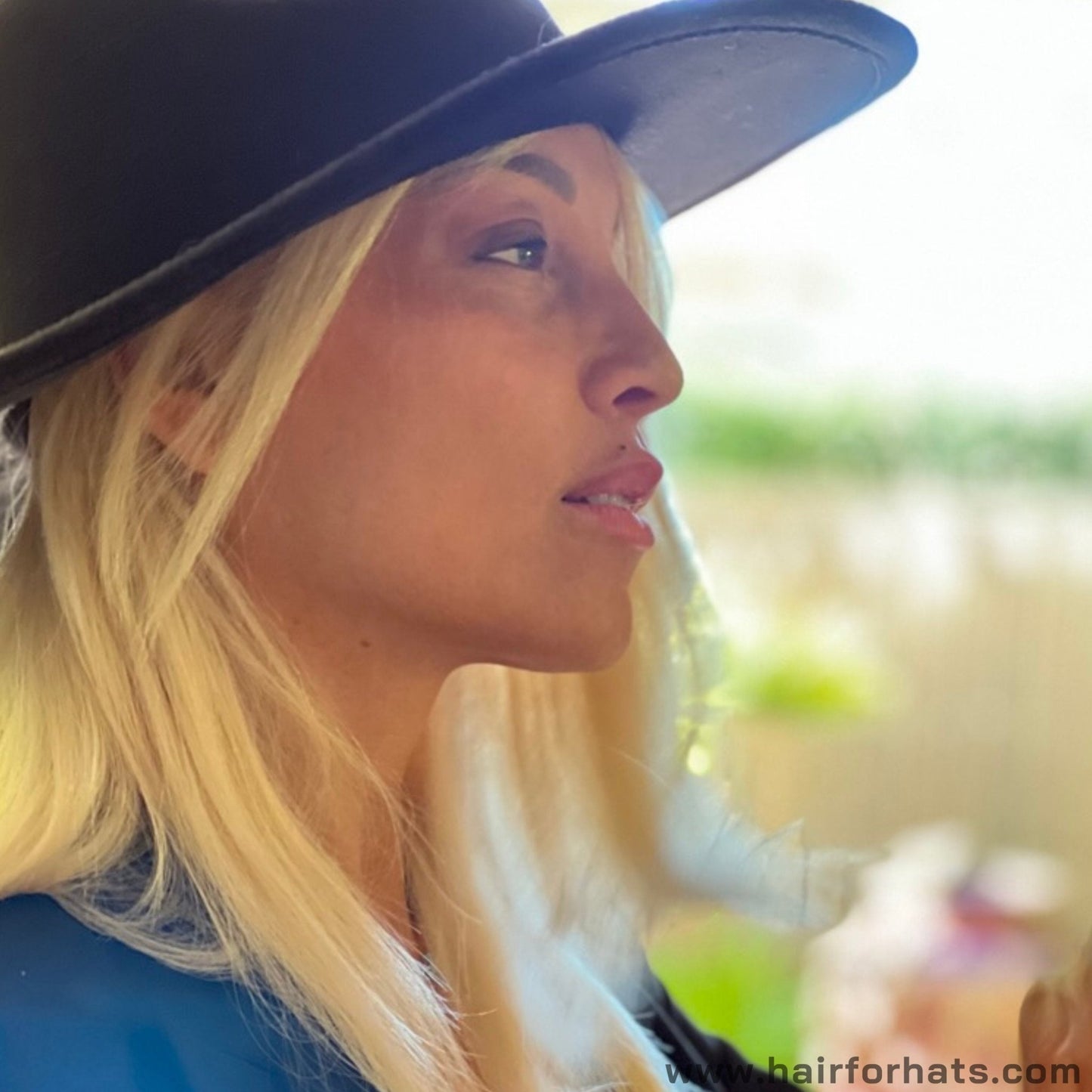 Human Hair Halo Hat Wig Creamy Blonde Longer Back