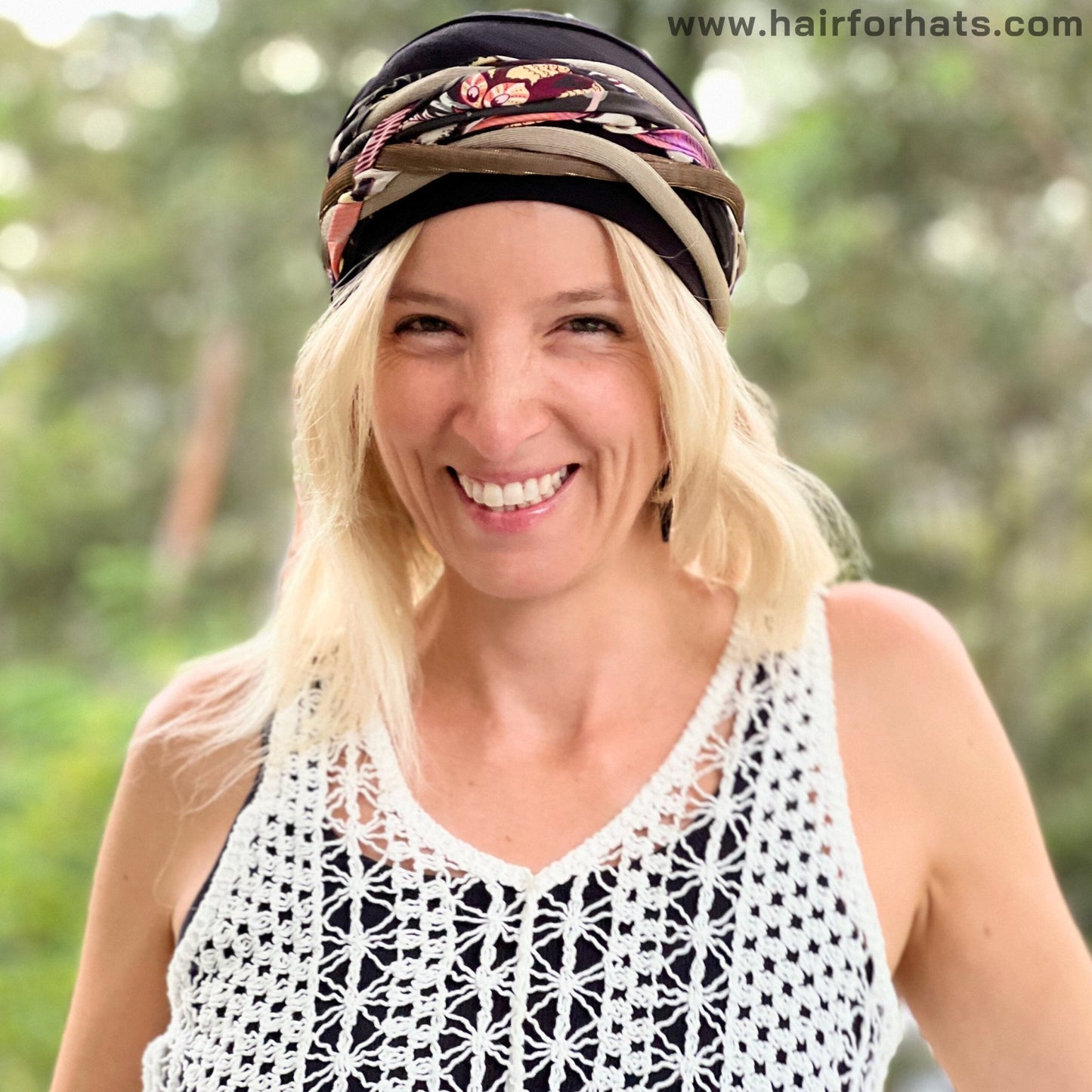 Human Hair Halo Hat Wig Dark Brown Mid-Length Back