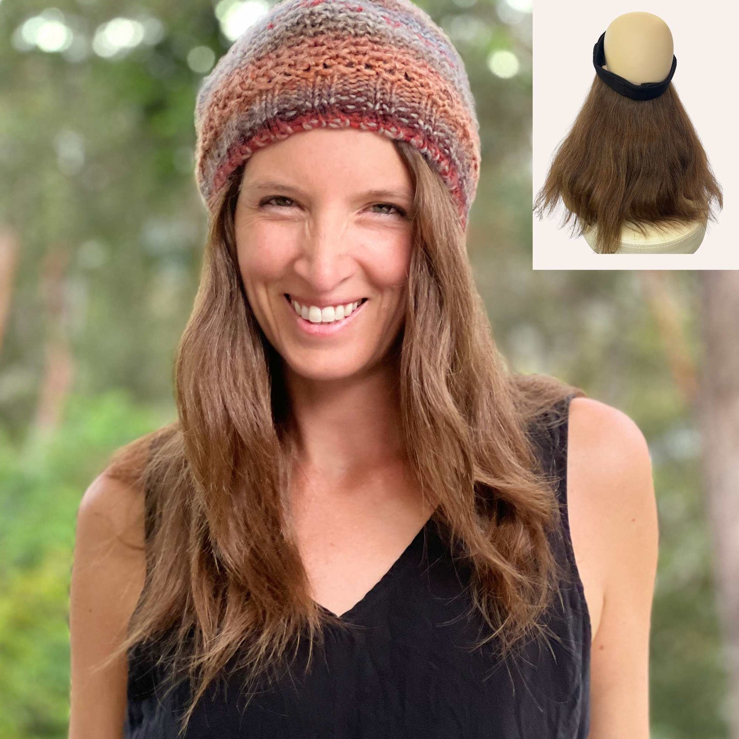 Human Hair Long Hat Wig - Extra Volume - Range of Colours