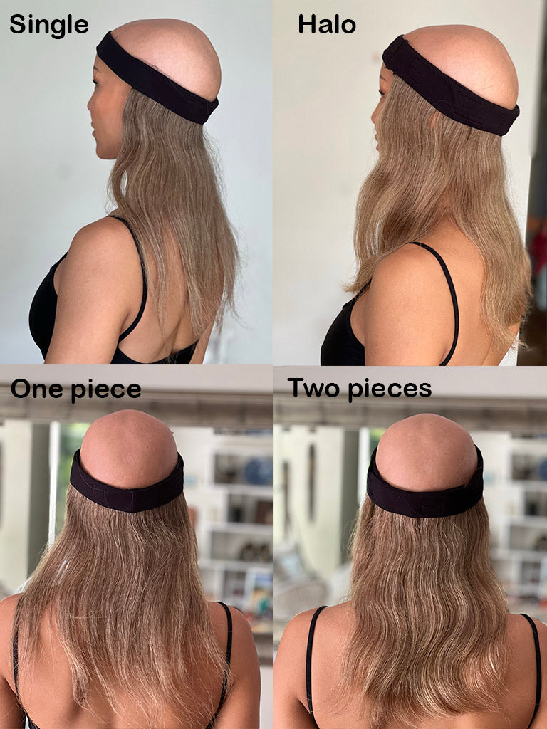 LONG Human Hair Halo Hat Wigs - 2 x long