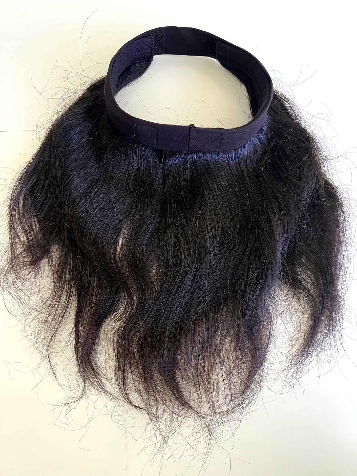 Long Human Hair Hat Wig - Black