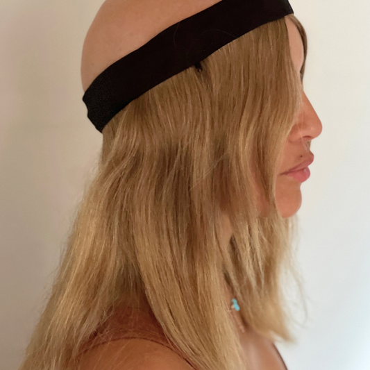 Human Hair Halo Hat Wig - Front + Back Piece