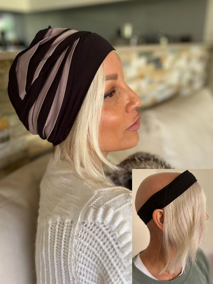 Human Hair Hat Wigs - Mid-Length, Platinum Blonde
