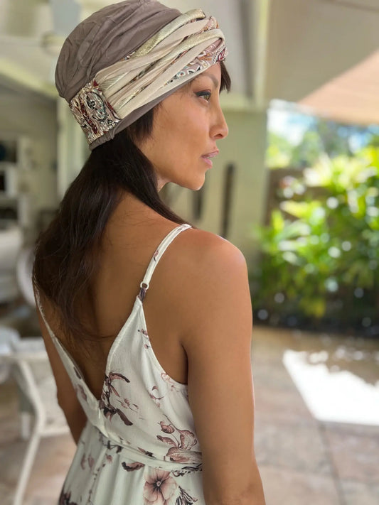 Christine "Yoga" - Taupe - Essential Bamboo Beanie for Chemo - Hair For Hats